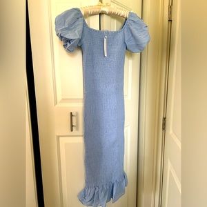 Baltic Born “Alana” Blue smocked midi dress